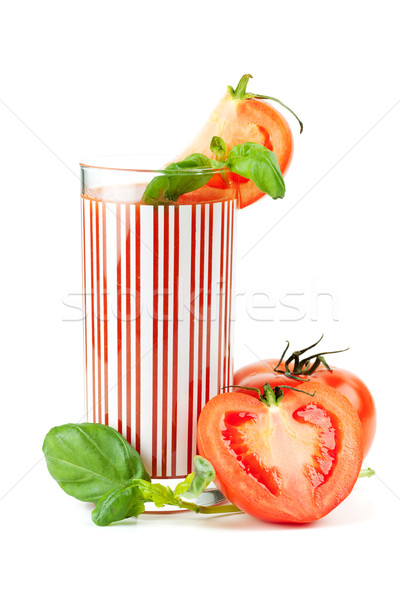 Taze domates suyu fesleğen yalıtılmış beyaz kokteyl Stok fotoğraf © karandaev