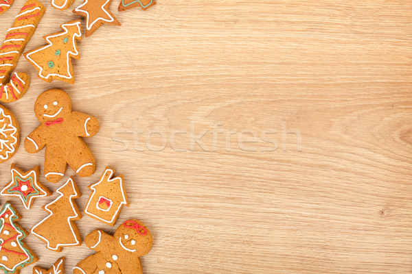 Foto d'archivio: Fatto · in · casa · Natale · pan · di · zenzero · cookies · legno