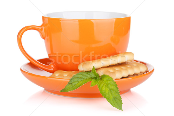 Cup of drink with crackers and mint Stock photo © karandaev