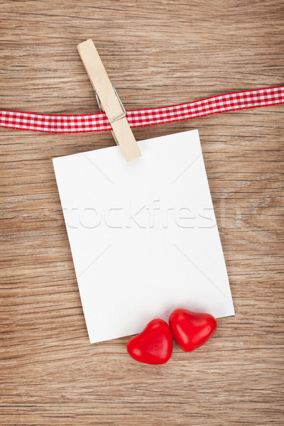 Blank instant photo with candy hearts Stock photo © karandaev