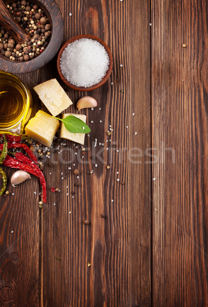 Specerijen houten top exemplaar ruimte Stockfoto © karandaev