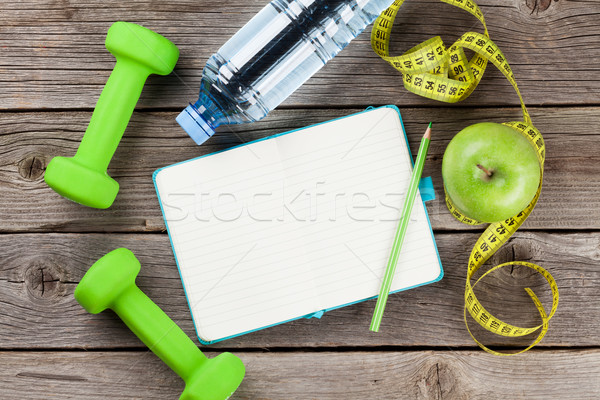 Egészséges étel fitnessz víz test alma egészség Stock fotó © karandaev