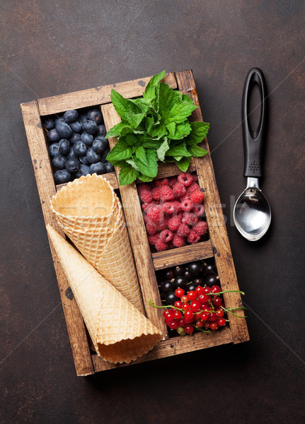 Ice cream with berries cooking Stock photo © karandaev