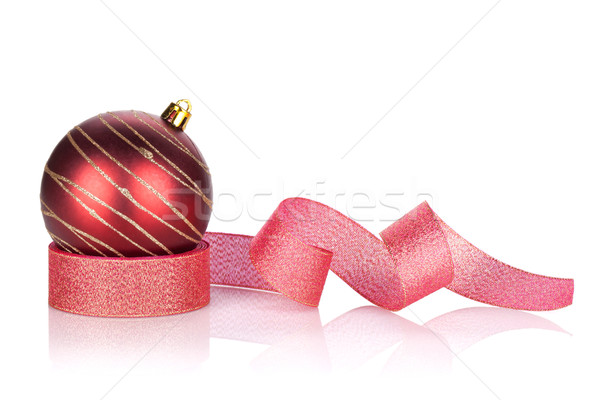 Rouge Noël babiole ruban isolé Photo stock © karandaev