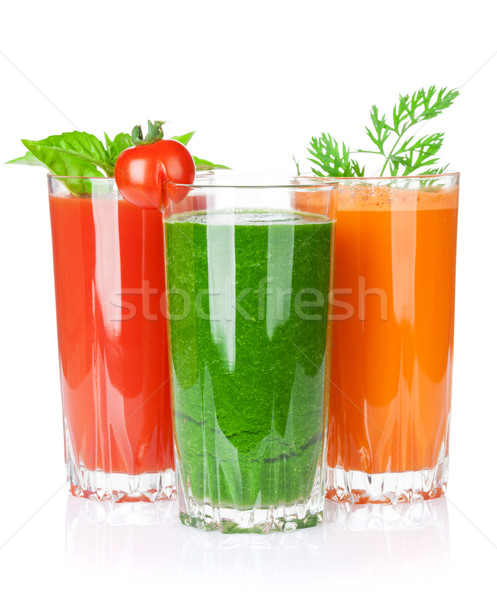 [[stock_photo]]: Légumes · frais · smoothie · tomate · concombre · carotte · isolé