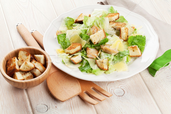 新鮮な 健康 シーザーサラダ 木製のテーブル 表 緑 ストックフォト © karandaev