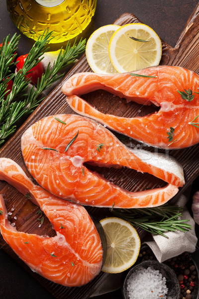 生 鮭 魚 フィレット スパイス 料理 ストックフォト © karandaev