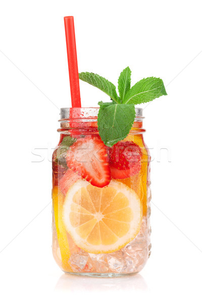 Imagine de stoc: Proaspăt · limonada · borcan · vară · fructe · fructe · de · padure