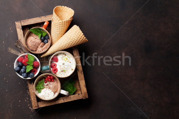 Ice cream with berries Stock photo © karandaev