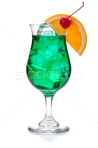 Green cocktail with orange and maraschino Stock photo © karandaev