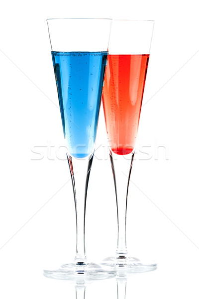 Red and Blue Champagne alcohol cocktail Stock photo © karandaev