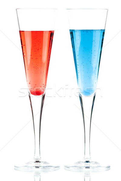 Foto stock: Vermelho · azul · champanhe · álcool · coquetel · isolado