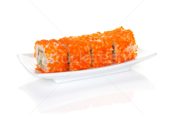 Foto d'archivio: Sushi · maki · isolato · bianco · cena · rosso