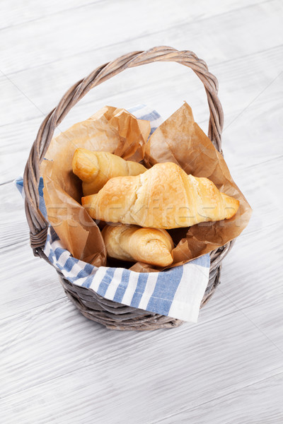 Stock photo: Fresh croissants basket