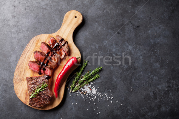 Grilled sliced beef steak Stock photo © karandaev