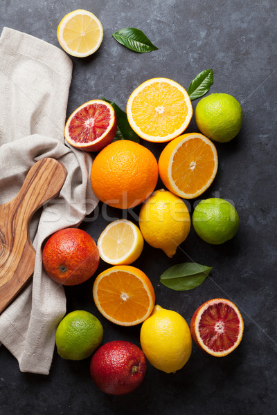 新鮮な レモン オレンジ 暗い 石 ストックフォト © karandaev