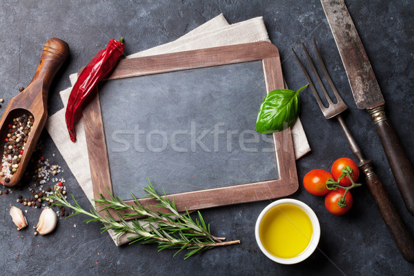 Stockfoto: Schoolbord · kruiden · specerijen · tekst · top