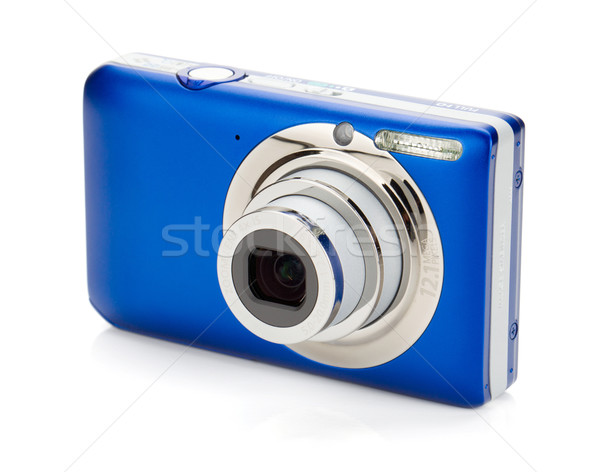 藍色 緊湊 相機 孤立 白 技術 商業照片 © karandaev