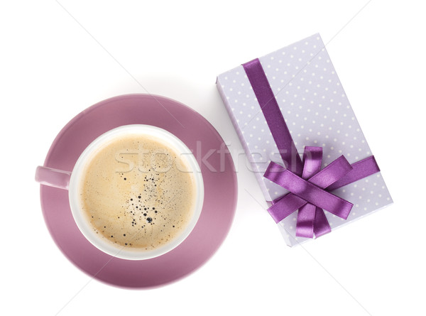 Violet coffee cup and gift box Stock photo © karandaev