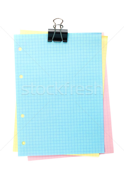 Colorful lined office paper with clip Stock photo © karandaev