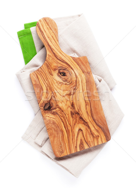 Deska do krojenia ręcznik górę widoku odizolowany biały Zdjęcia stock © karandaev
