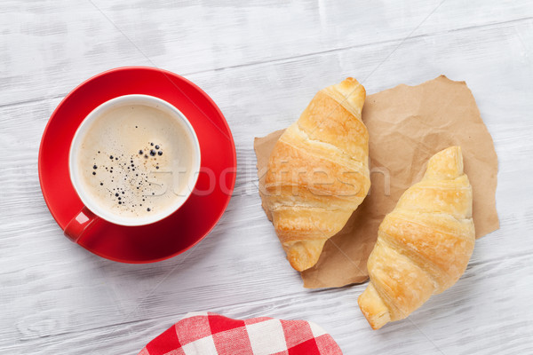 Fresh croissants and coffee Stock photo © karandaev