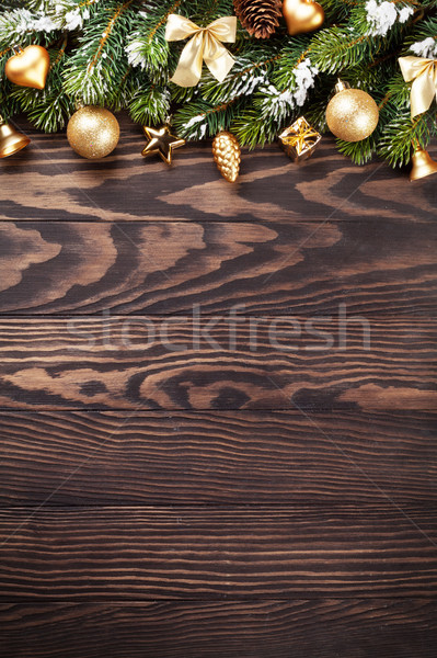 Noël neige bois décoration haut [[stock_photo]] © karandaev