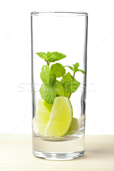 Mojito cal de vidro mesa de madeira Foto stock © karandaev