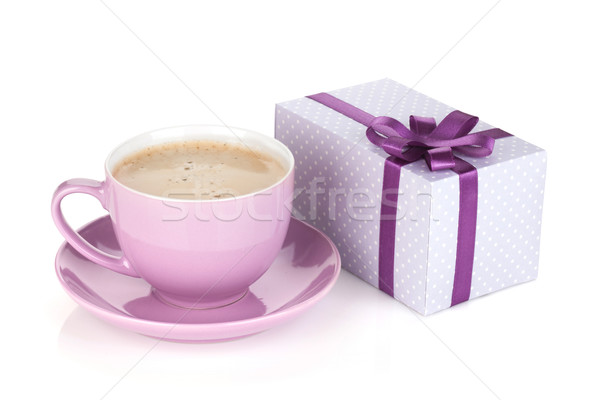 Purple coffee cup and gift box Stock photo © karandaev