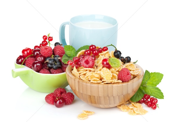 Fresh corn flakes with berries Stock photo © karandaev