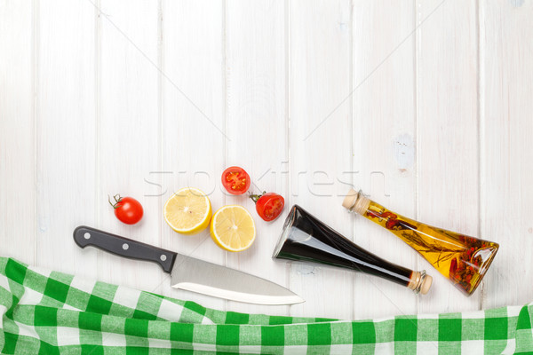 Kochen Tomaten Zitronen Gewürze weiß Stock foto © karandaev