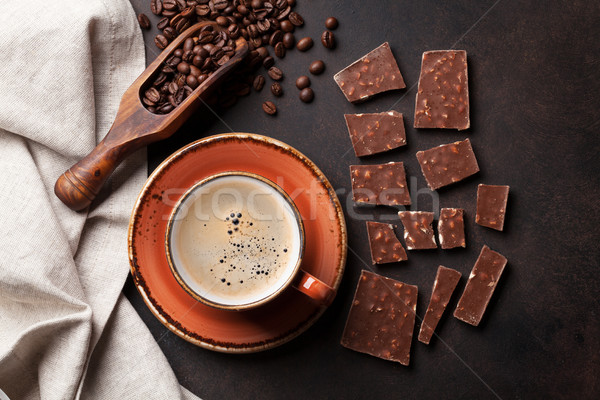 コーヒーカップ チョコレート 古い 台所用テーブル 豆 先頭 ストックフォト © karandaev