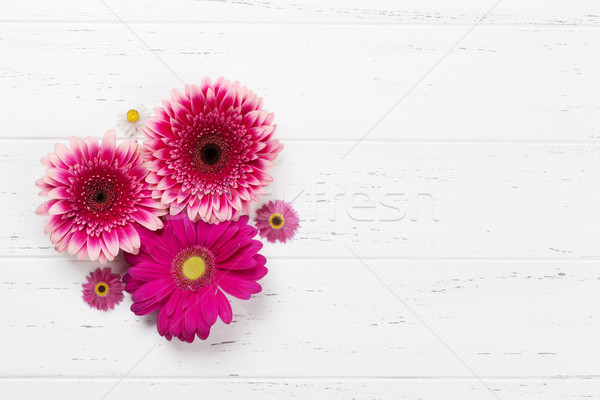 Stockfoto: Bloemen · boeket · houten · tafel · top · ruimte