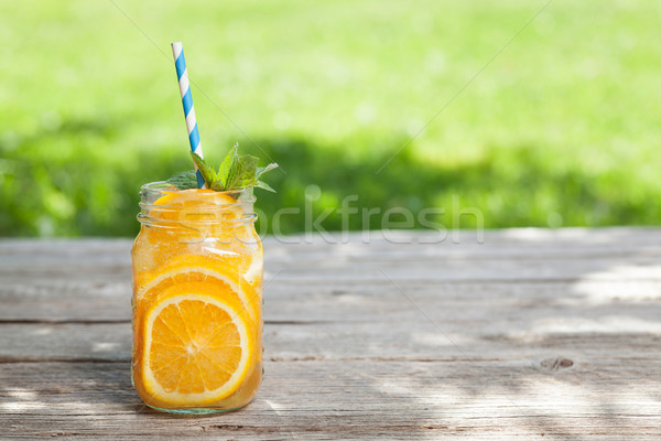 Stock fotó: Friss · limonádé · bögre · nyár · gyümölcsök · bogyók