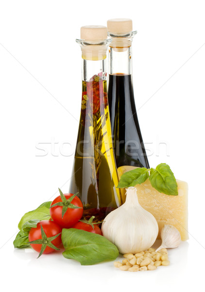 Domates fesleğen zeytinyağı sirke sarımsak parmesan peyniri Stok fotoğraf © karandaev
