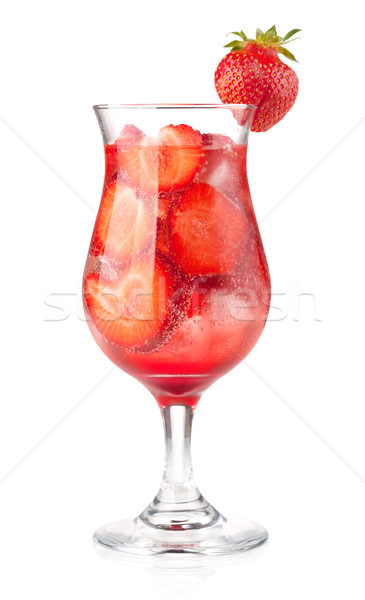Stockfoto: Aardbei · cocktail · geïsoleerd · witte · vruchten
