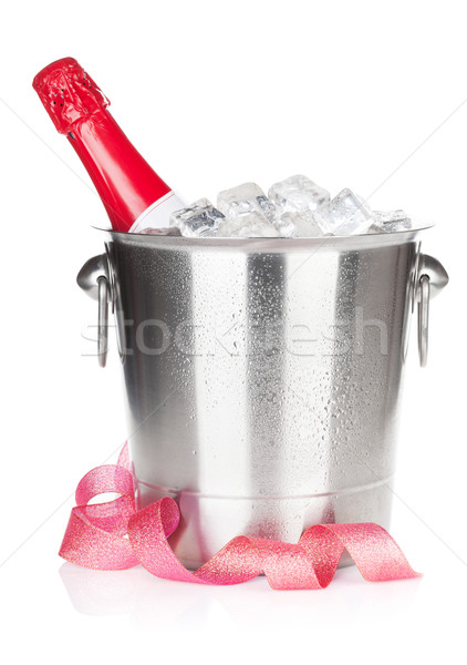 ストックフォト: シャンパン · ボトル · 氷 · バケット · クリスマス · 装飾