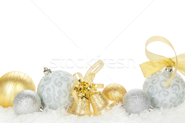 Stock photo: Christmas colorful decor over snow