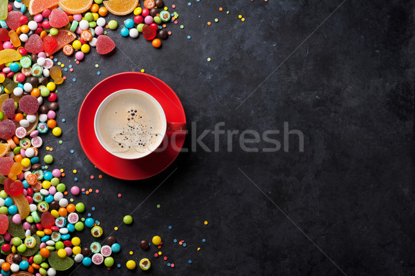 [[stock_photo]]: Bonbons · gelée · café · coloré · tasse · de · café · pierre