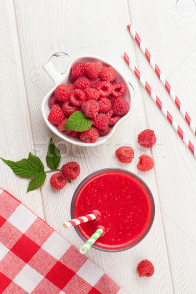 Raspberry smoothie and berries Stock photo © karandaev