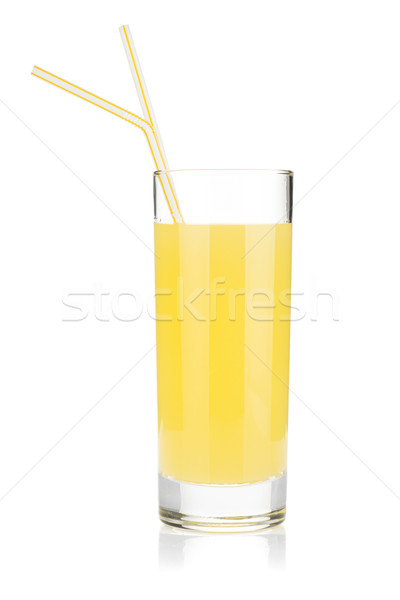 Lemon juice glass with two drinking straw Stock photo © karandaev