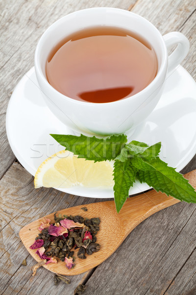 Green tea with lemon and mint Stock photo © karandaev