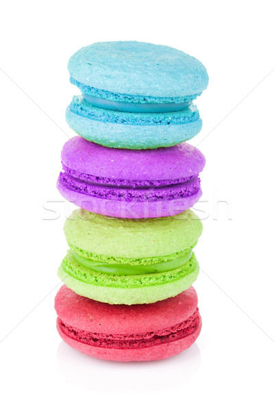 Stockfoto: Kleurrijk · macarons · geïsoleerd · witte · achtergrond · kleur