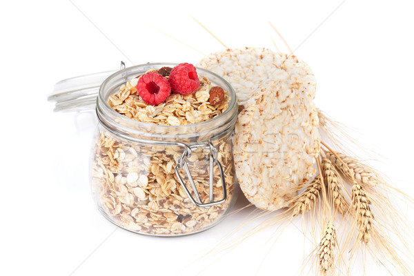Gesunden Frühstück Müsli Beeren isoliert weiß Stock foto © karandaev