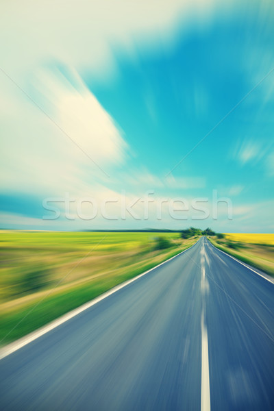 Carretera amarillo girasol campo cielo Foto stock © karandaev