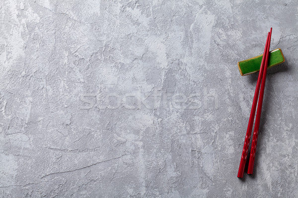 Sushi Çin yemek çubukları taş tablo üst görmek Stok fotoğraf © karandaev