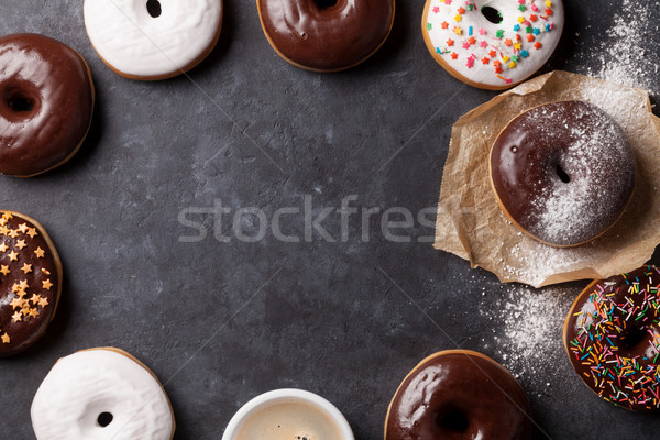 Stock photo: Donuts and coffee