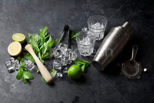 Mojito cocktail making Stock photo © karandaev