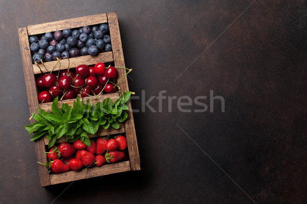 Fresh summer berries box Stock photo © karandaev