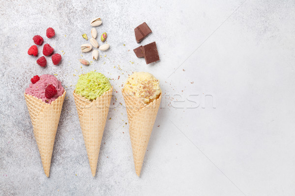 Ice cream with nuts and berries Stock photo © karandaev